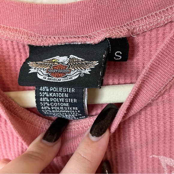Vintage Y2K 2000s mcbling pink rocker Harley Davidson thermal top
